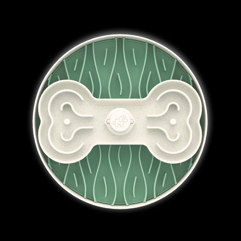 PuzzleFeeder Green Puzzle Lick Bowl 15 times Slow Feeder 3 Level Silicon Mat Dis